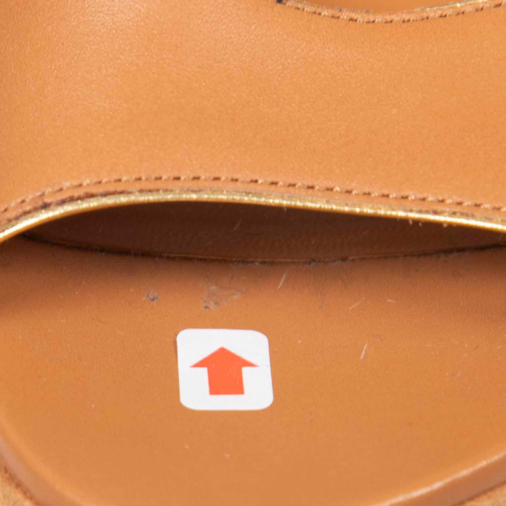 Louis Vuitton Brown & Gold Leather Wedge Sandals