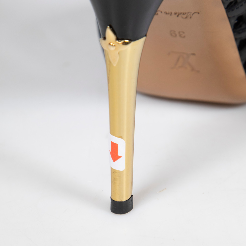 Louis Vuitton Black Patent Leather Cut Out Sandals
