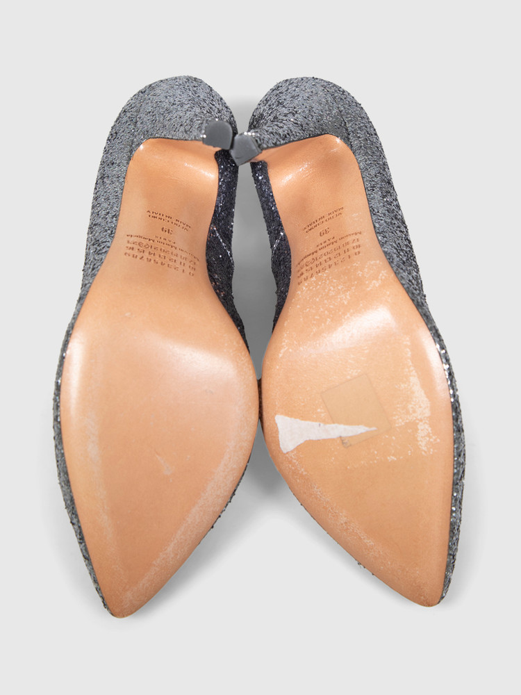 Maison Margiela Silver Glitter High Heel Pumps