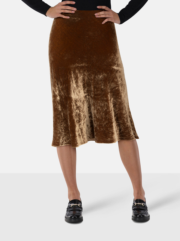 Vince Brown Velvet Knee-Length Skirt