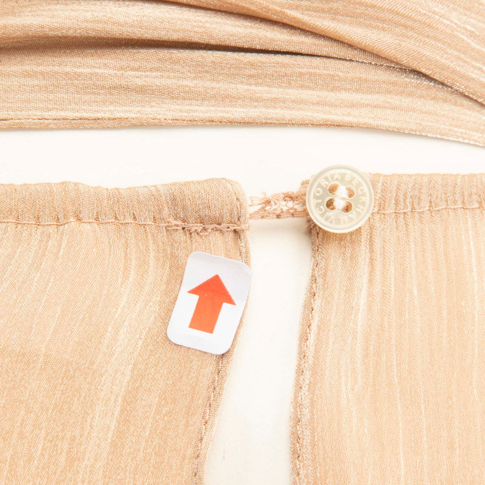 Victoria Beckham Beige Satin Long Sleeve Blouse