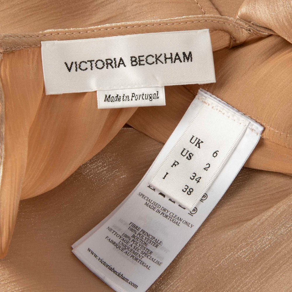 Victoria Beckham Beige Satin Long Sleeve Blouse