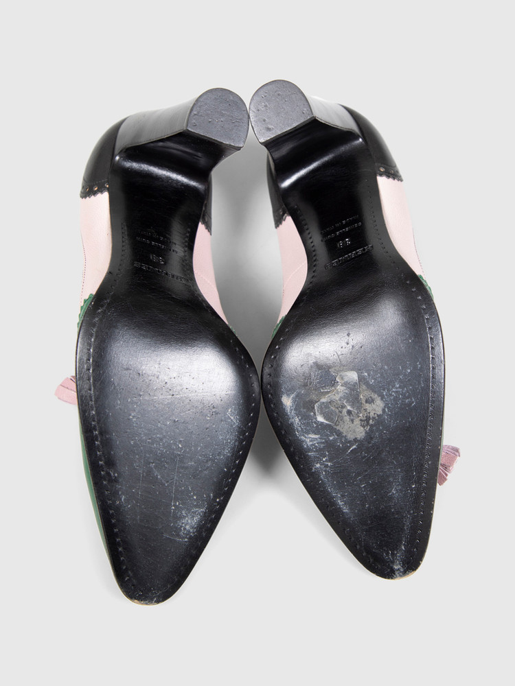 Hermès Tricolour Leather Brogue Pumps