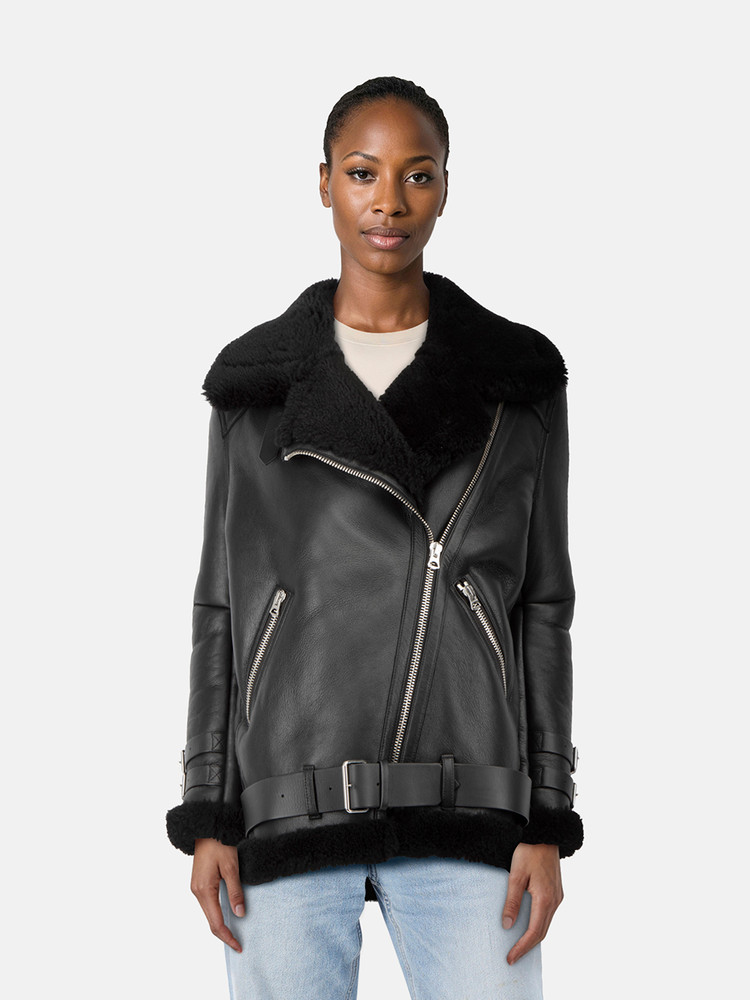 Acne Studios Black Lamb Shearling Coat