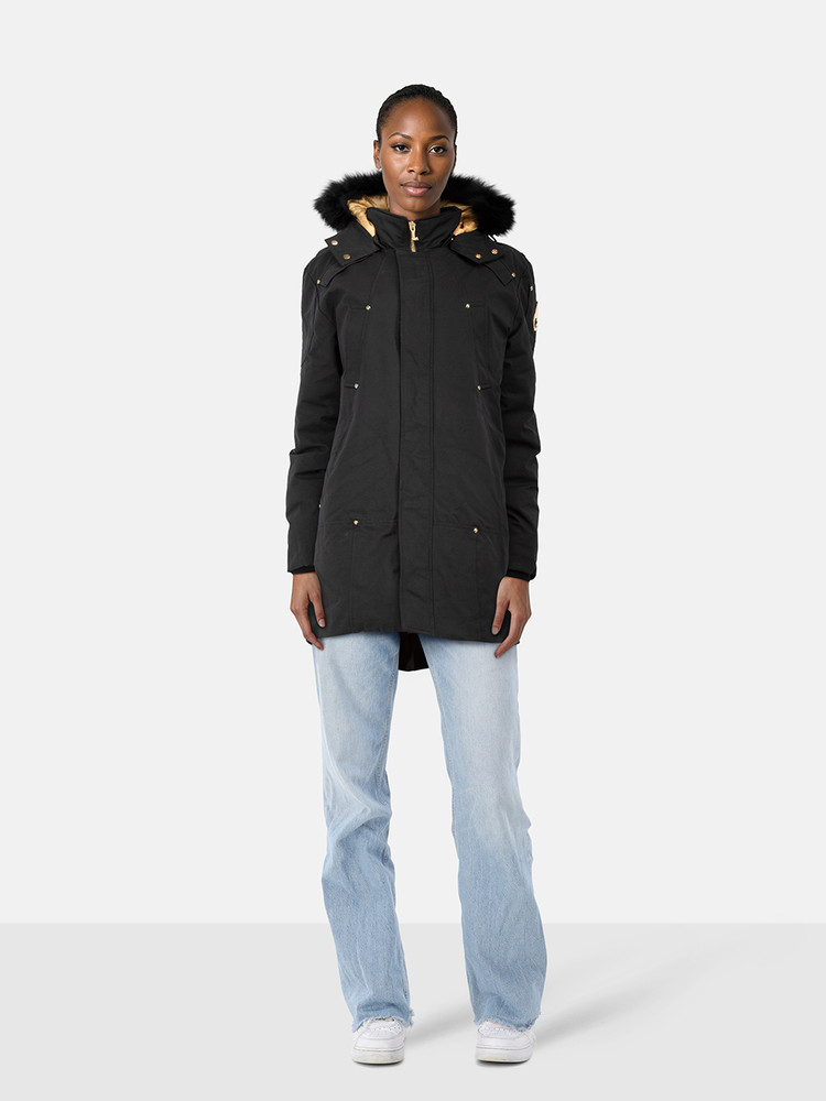 Moose Knuckles Black Fox Fur Trim Puffer Coat
