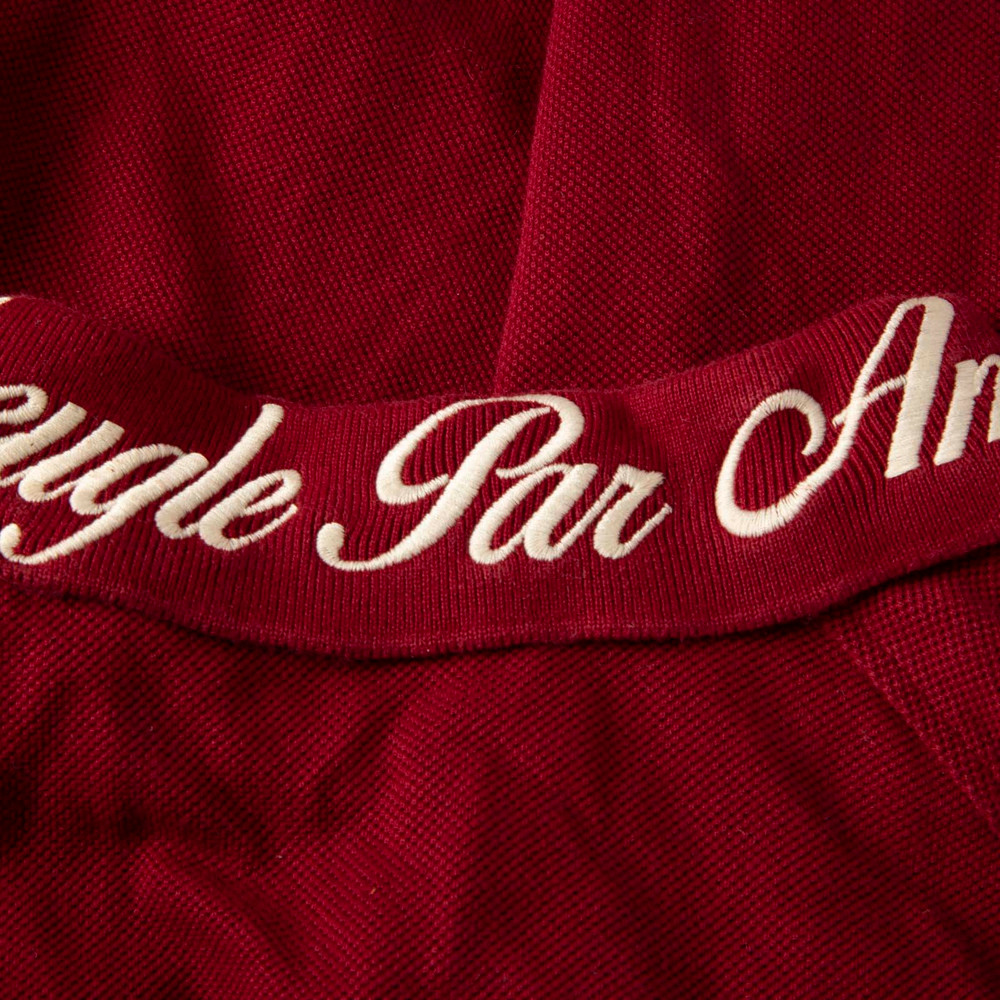 Gucci Red Embroidered Collar Polo T-Shirt