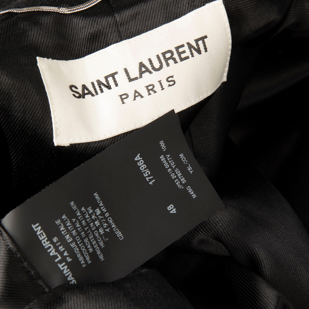 Saint Laurent Black Long Double Breasted Wool Coat