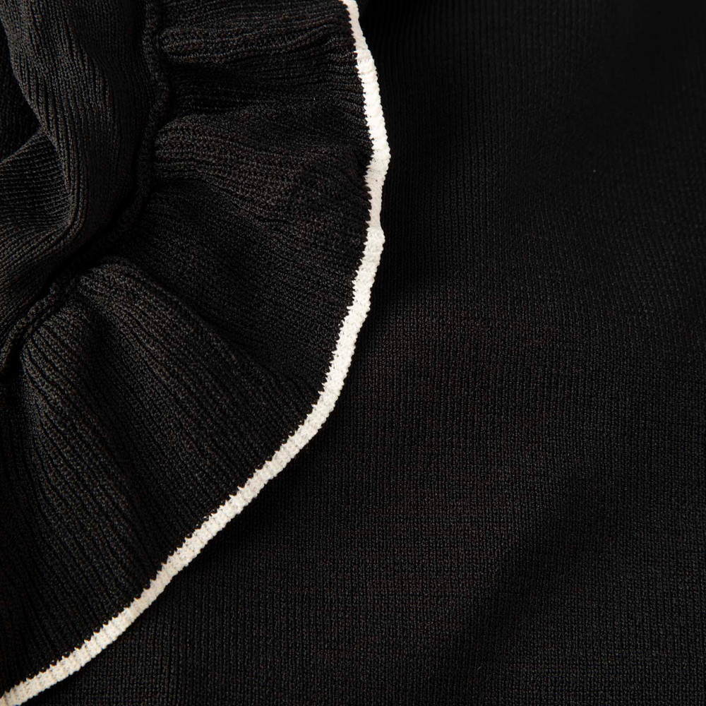 Maje Black Knit Ruffle Sleeves Jumper