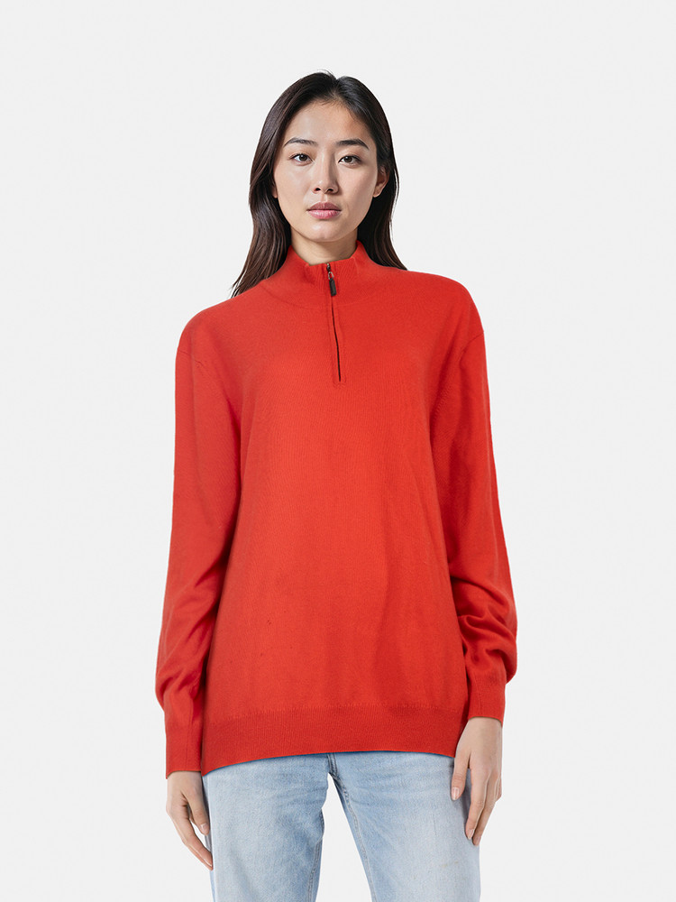 Johnston of Elgin Orange Cashmere Knit Sweater
