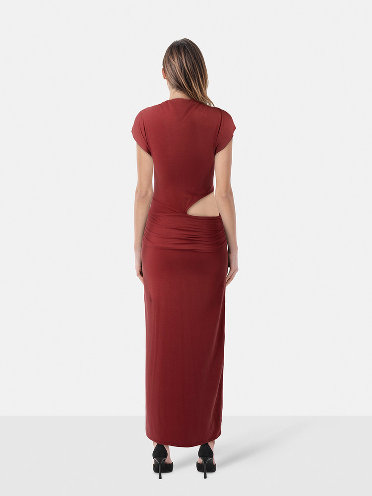 Reformation Brick Red Cut Out Maxi Dress