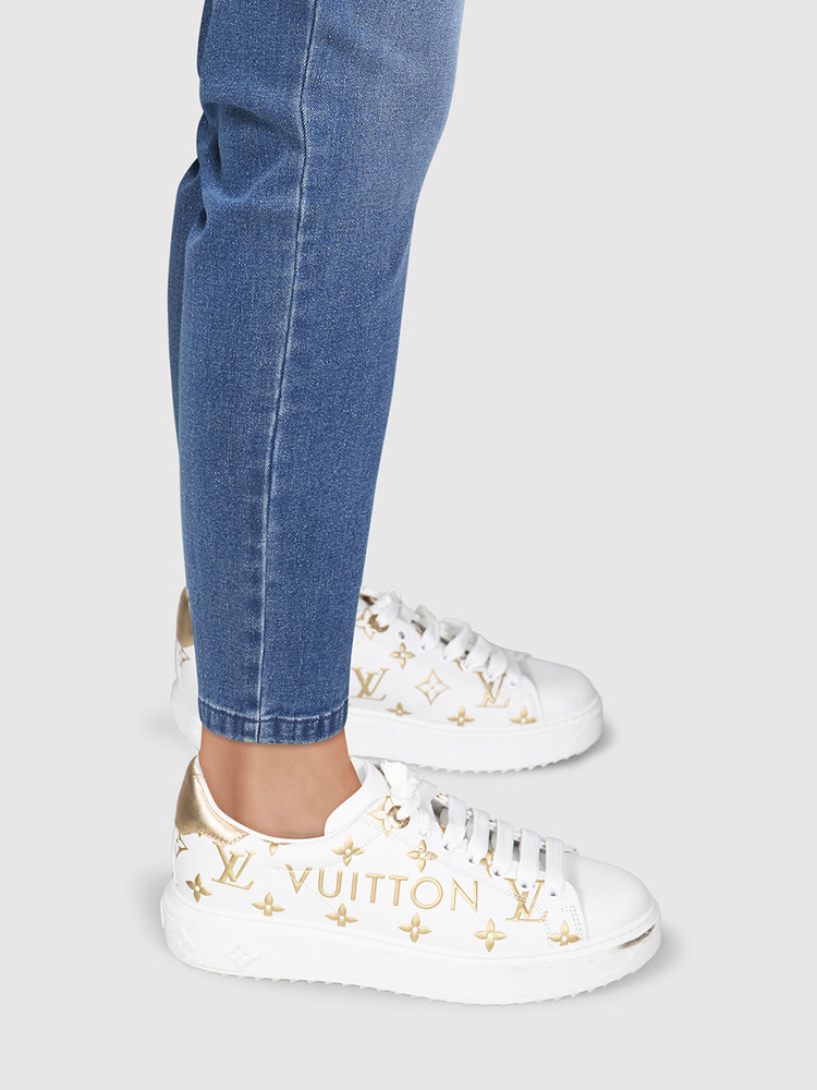 Louis Vuitton White & Gold Time Out Trainers