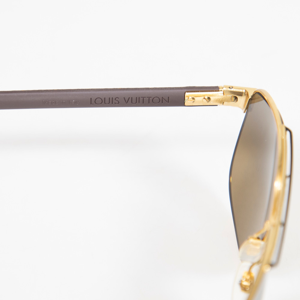 Louis Vuitton Brown & Gold Aviator Sunglasses