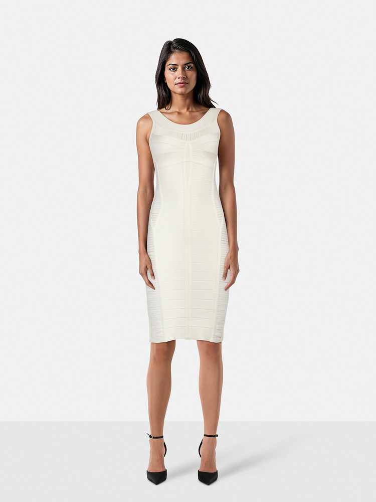Herve Leger White Sleeveless Bandage Dress