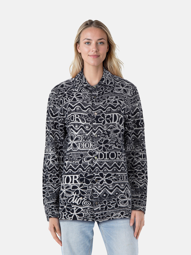 Dior Dior x Shawn Stussy Floral & Logo Print Shirt