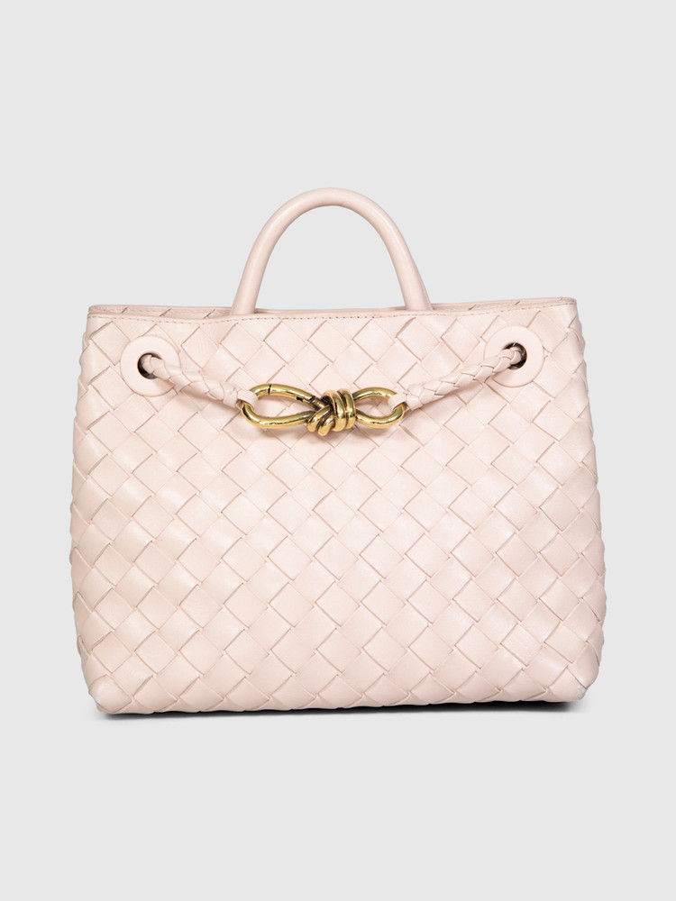Bottega Veneta Pink Intrecciato Andiamo Small Bag