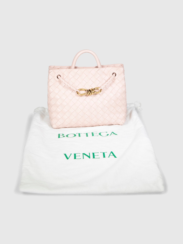 Bottega Veneta Pink Intrecciato Andiamo Small Bag