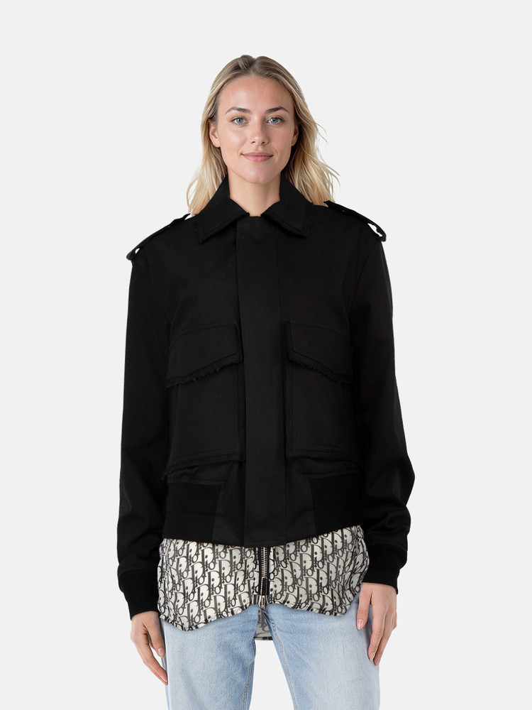 Dior Black Denim Oblique Trim Utility Jacket