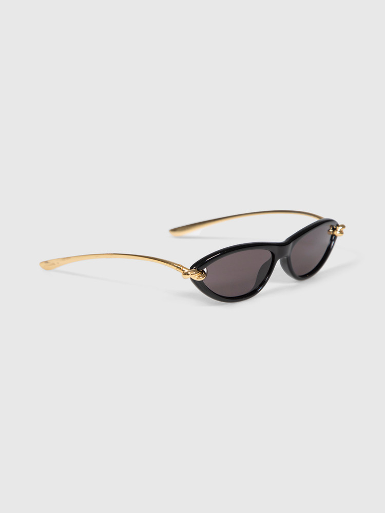 Bottega Veneta Black & Gold Knot Detail Sunglasses