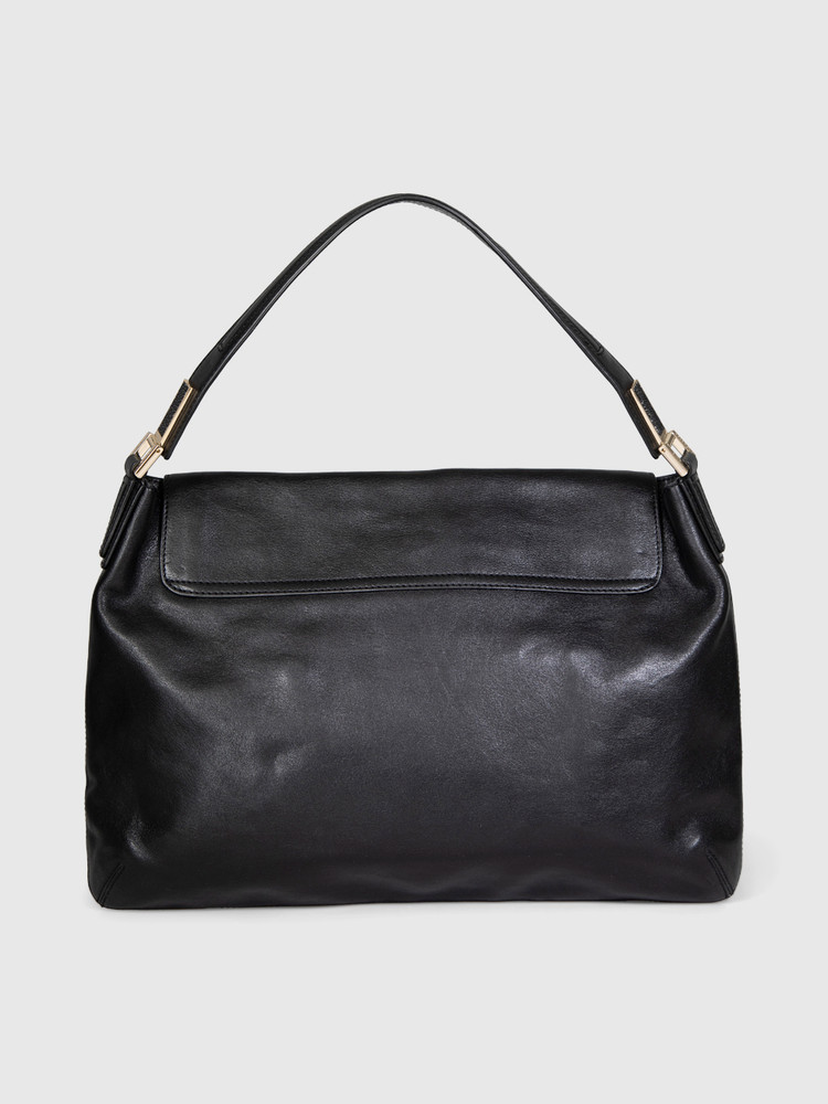 Anya Hindmarch Black Leather Shoulder Flap Bag