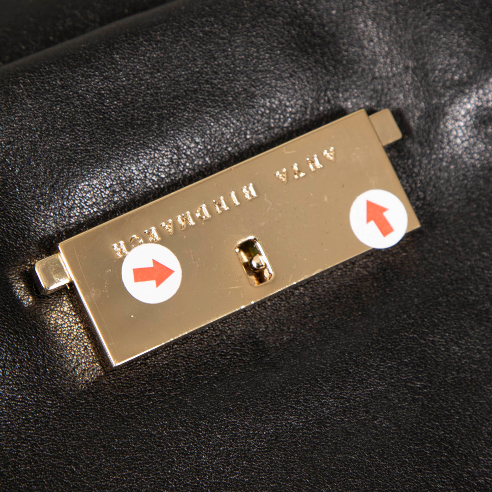 Anya Hindmarch Black Leather Shoulder Flap Bag