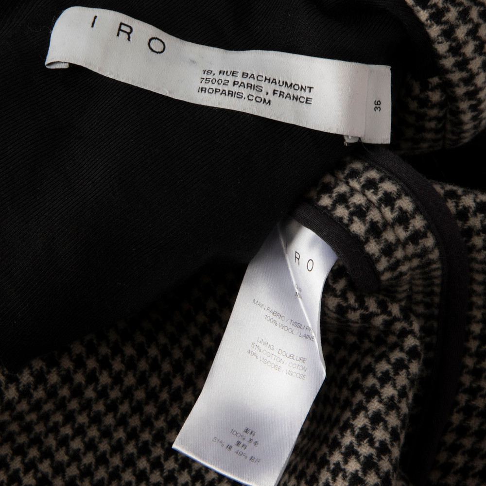 Iro Wool Houndstooth Double Breasted Long Coat