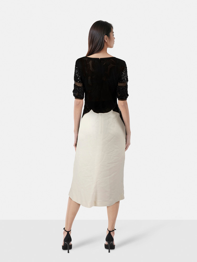 Escada Two Tone Embellished Panels Dress