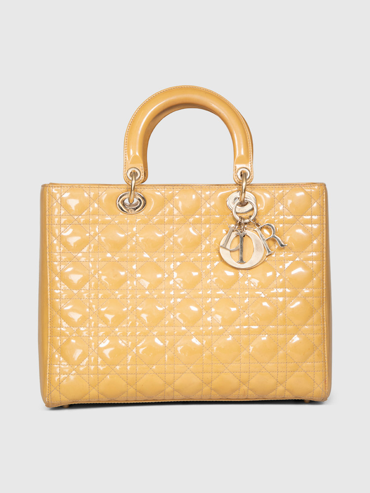 Dior 2011 Beige Patent Cannage Large Lady Dior