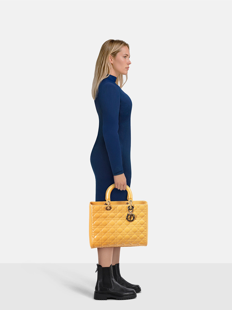 Dior 2011 Beige Patent Cannage Large Lady Dior