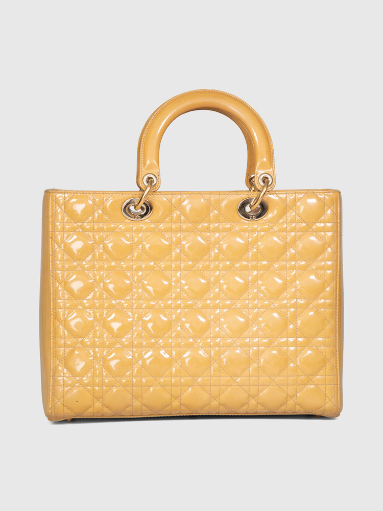 Dior 2011 Beige Patent Cannage Large Lady Dior