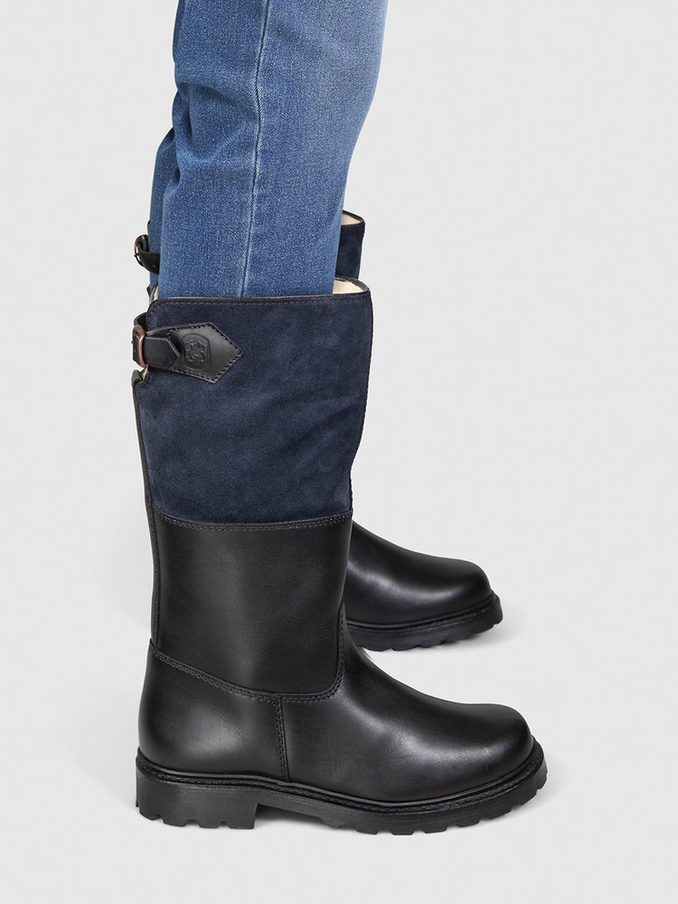 Ludwig Reiter Black & Navy Shearling Lined Boots