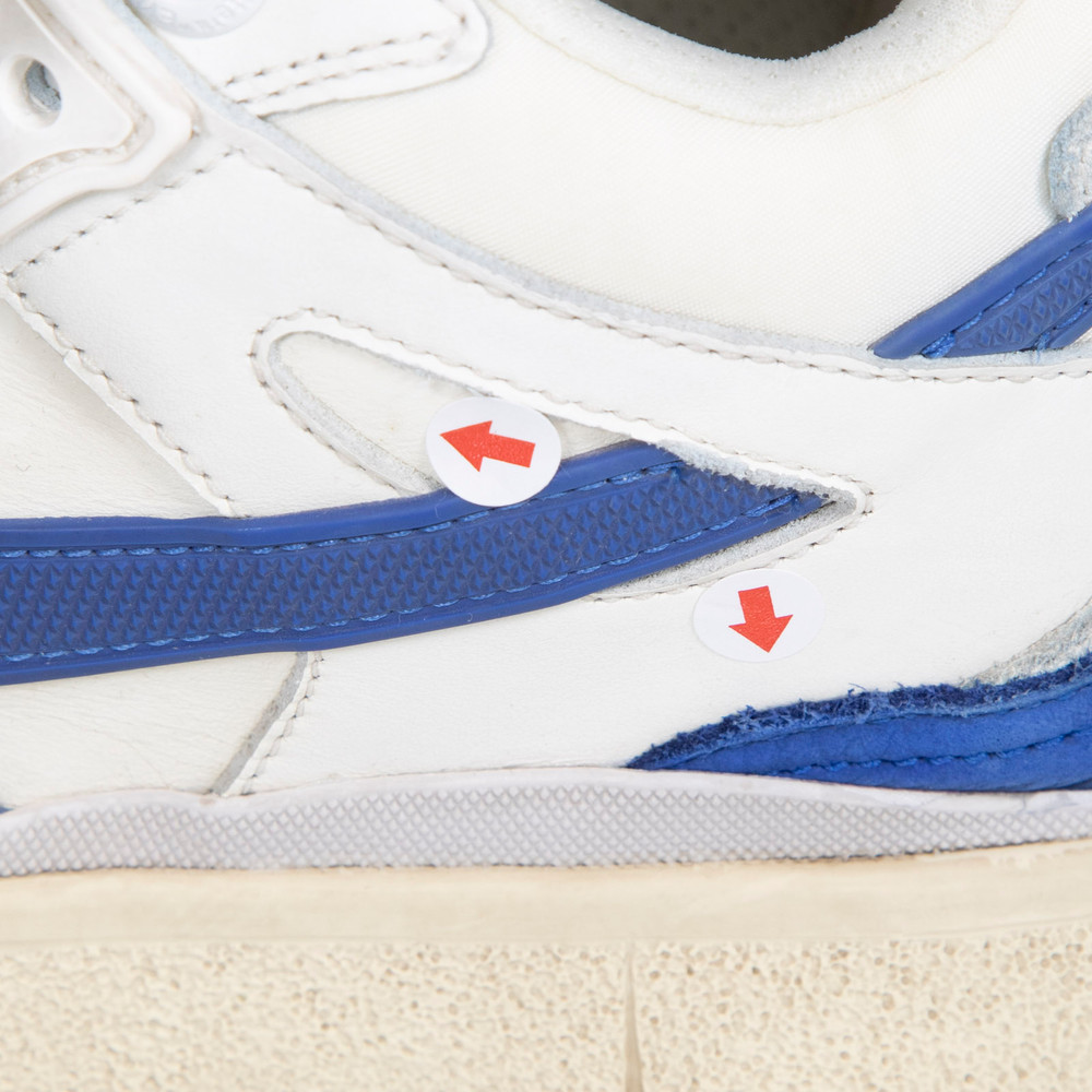Off-White White & Blue Mid Top Sponge Trainers