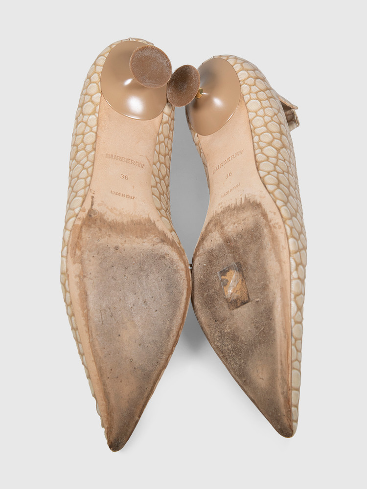 Burberry Beige Abstract Pattern Pumps