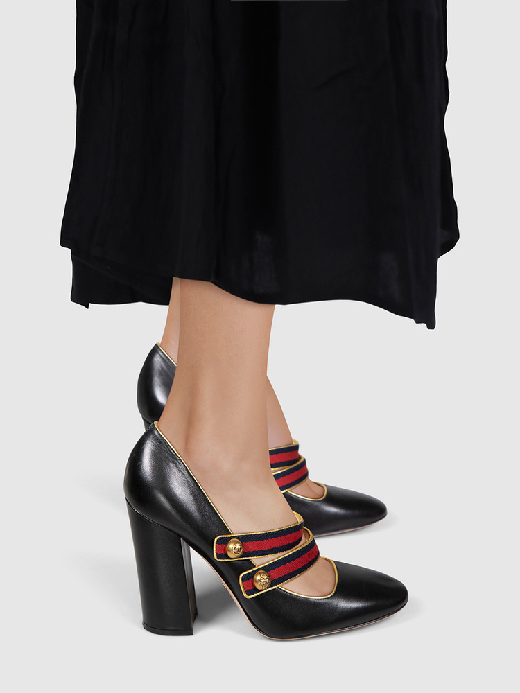 Gucci Black Leather Carly Mary Jane Heels
