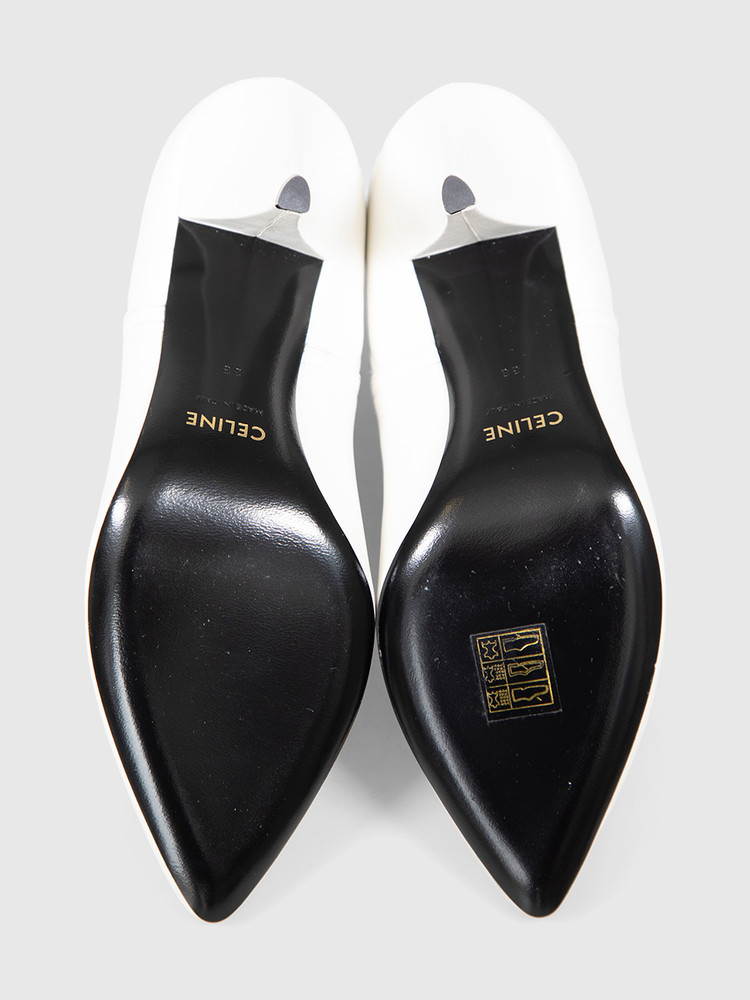 Céline White Leather Ankle Boots