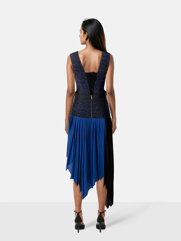 Self-Portrait Blue & Black Asymmetric Dress
