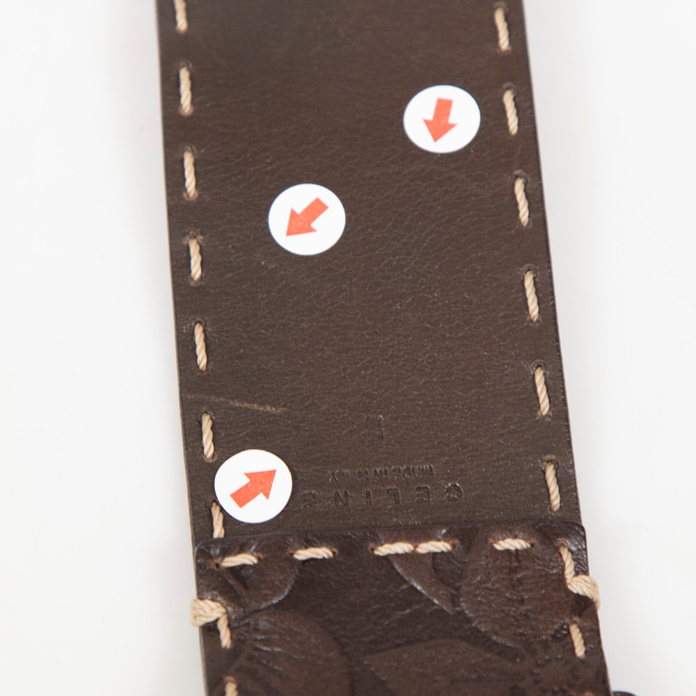 Céline Brown Leather Floral Embossed Belt