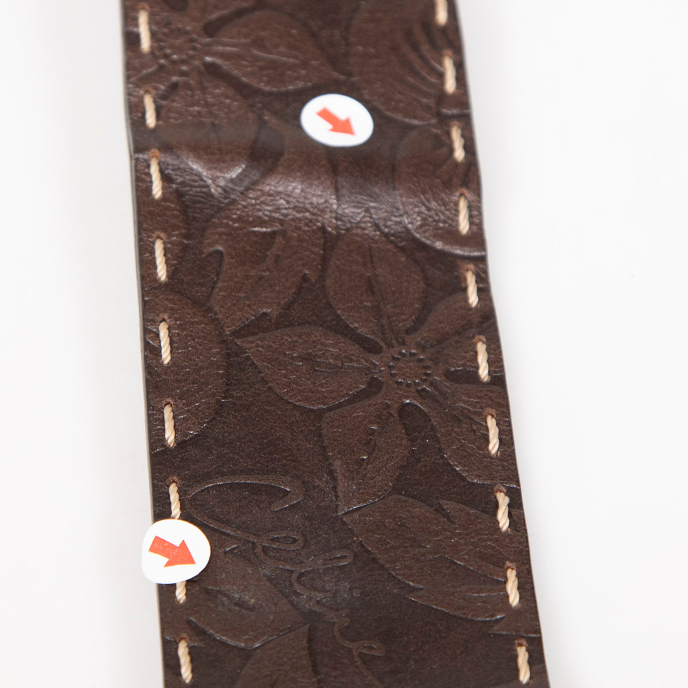 Céline Brown Leather Floral Embossed Belt