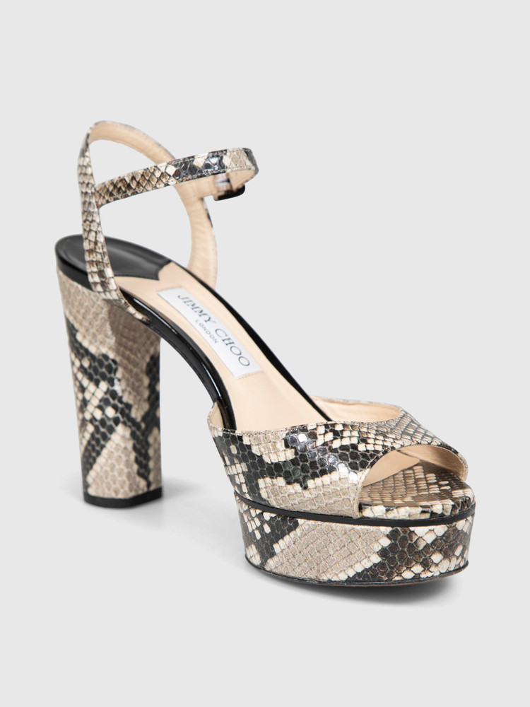 Jimmy Choo Snake Embossed Heeled Sandals
