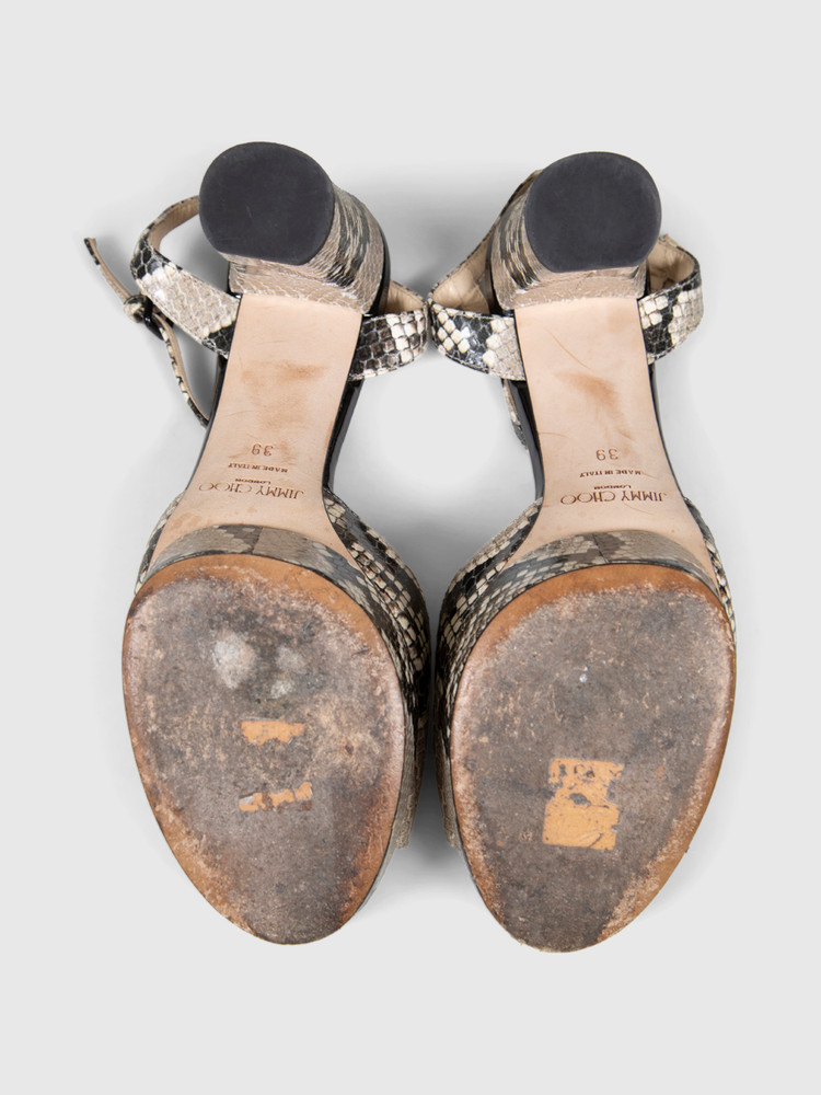 Jimmy Choo Snake Embossed Heeled Sandals