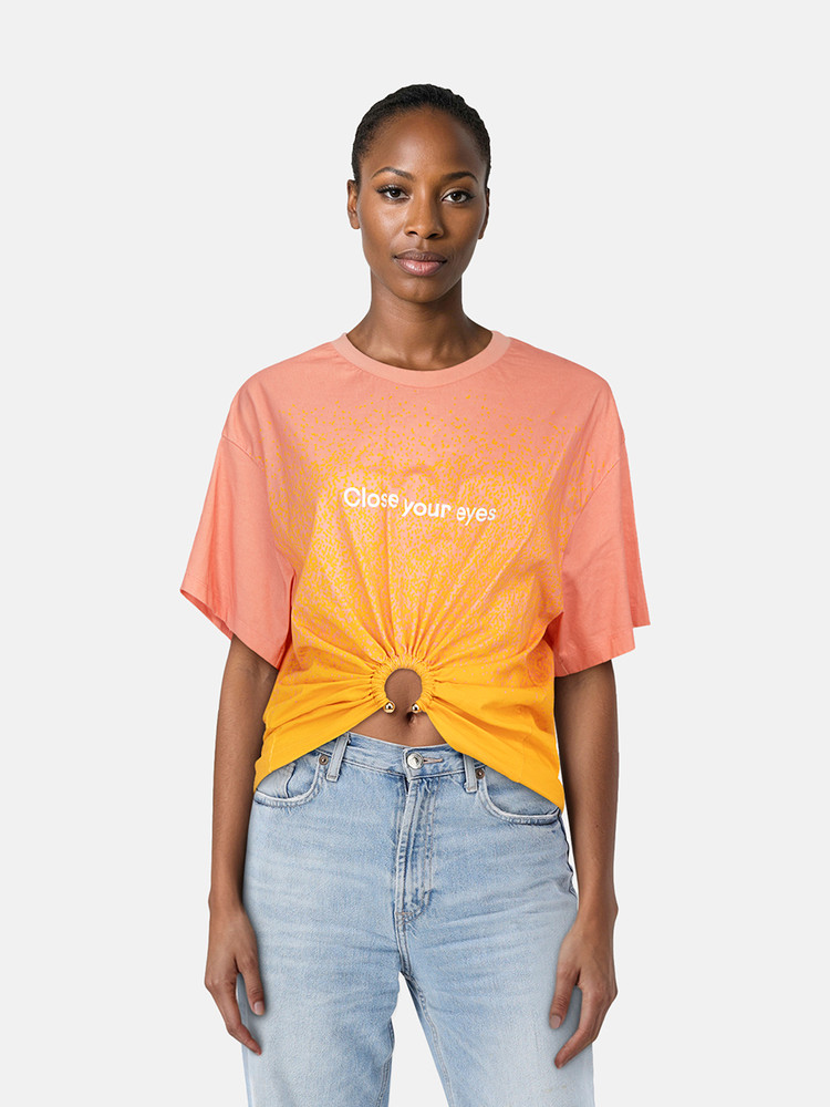 Paco Rabanne Ombré Pink & Orange Cropped Top