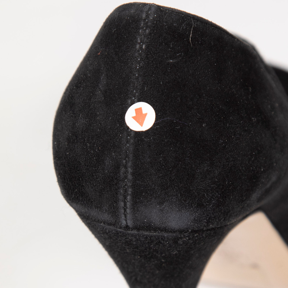 Valentino Garavani Black Suede Peep Toe Bow Heels