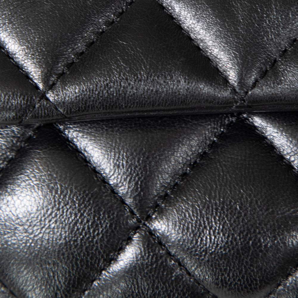 Chanel Black Lambskin Pillow Crush Flap Bag