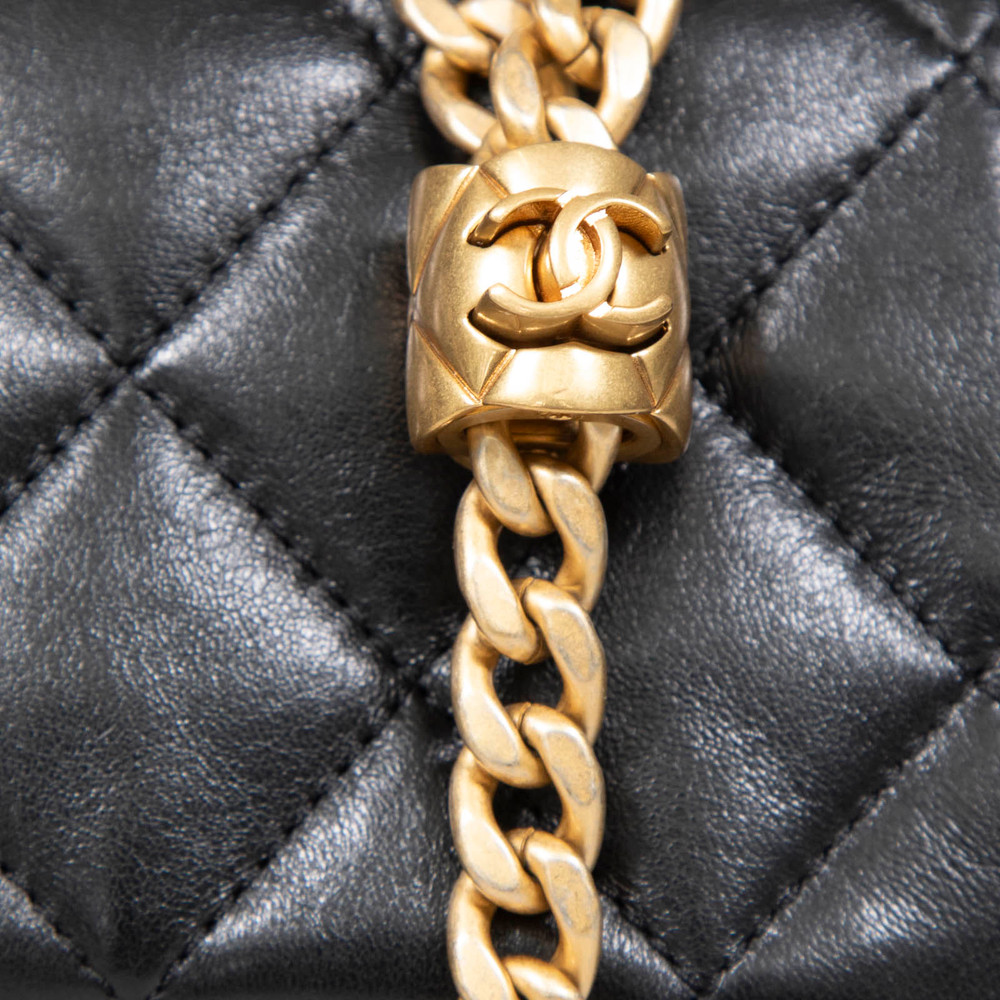 Chanel Black Lambskin Pillow Crush Flap Bag