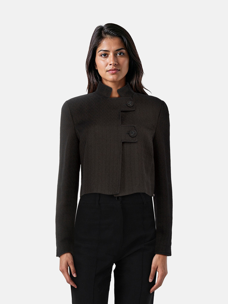 Versace Black Cropped Double Breasted Jacket