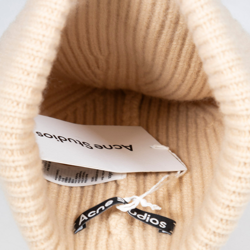 Acne Studios Biscuit Beige Wool Small Face Logo Beanie
