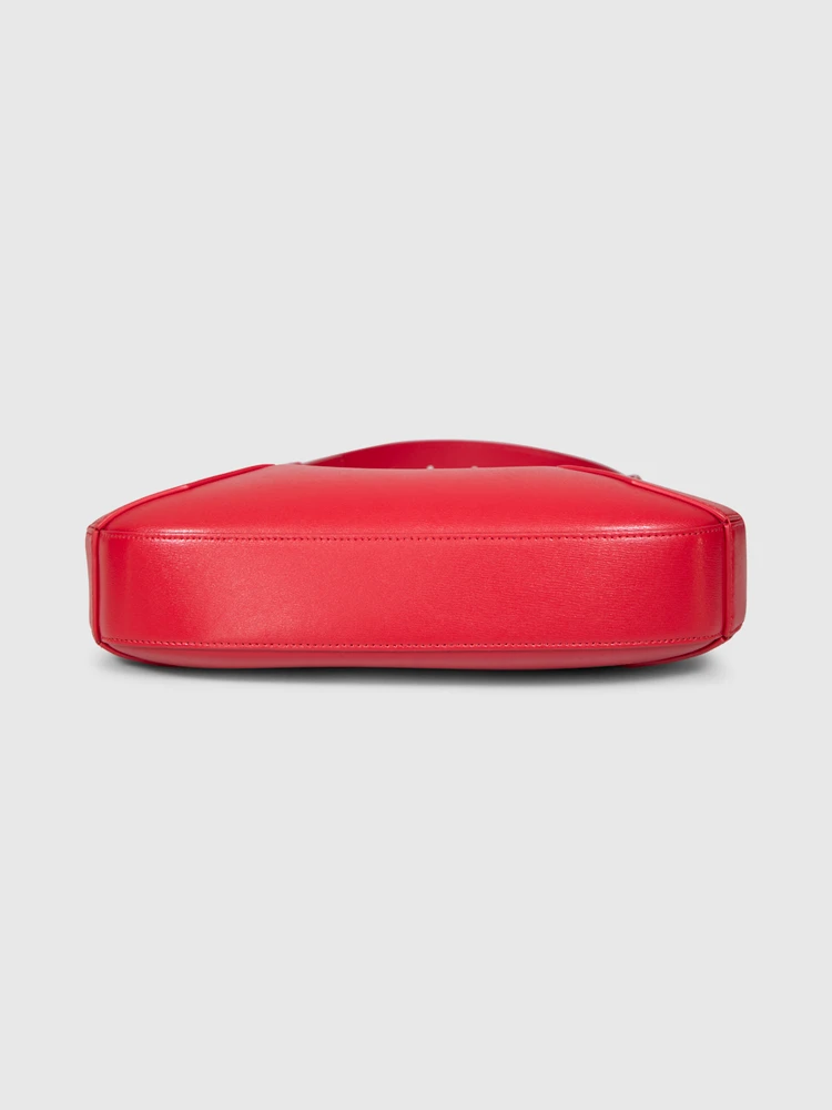 Alexander McQueen Red Leather Jewelled Hobo Bag