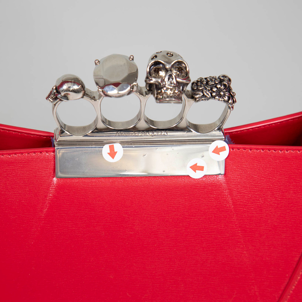 Alexander McQueen Red Leather Jewelled Hobo Bag