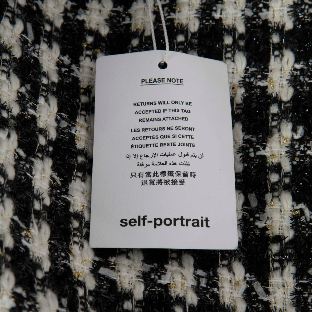 Self-Portrait Black & White Check Boucle Mini Dress