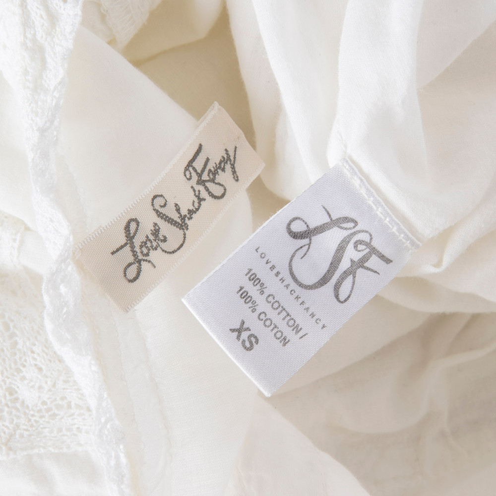 LoveShackFancy White Lace Trim Crop Top