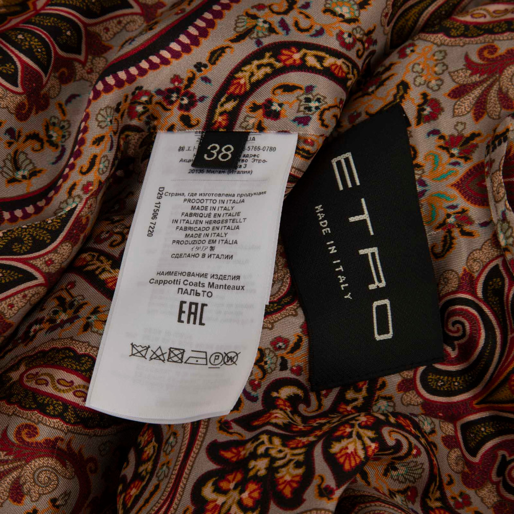 Etro Pink Velvet Embroidered Pattern Long Coat